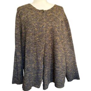 Casual Corner Vintage 1980s Wool Blend Cardigan in Variegated Green